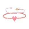 Adjustable bracelet w/ beaded heart ~ Pink
