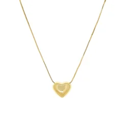 Adjustable Chain Necklace with Puffy Heart Charm ~ Gold
