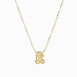 Adjustable Pull Chain Necklace with Pave Initial Bubble Charm