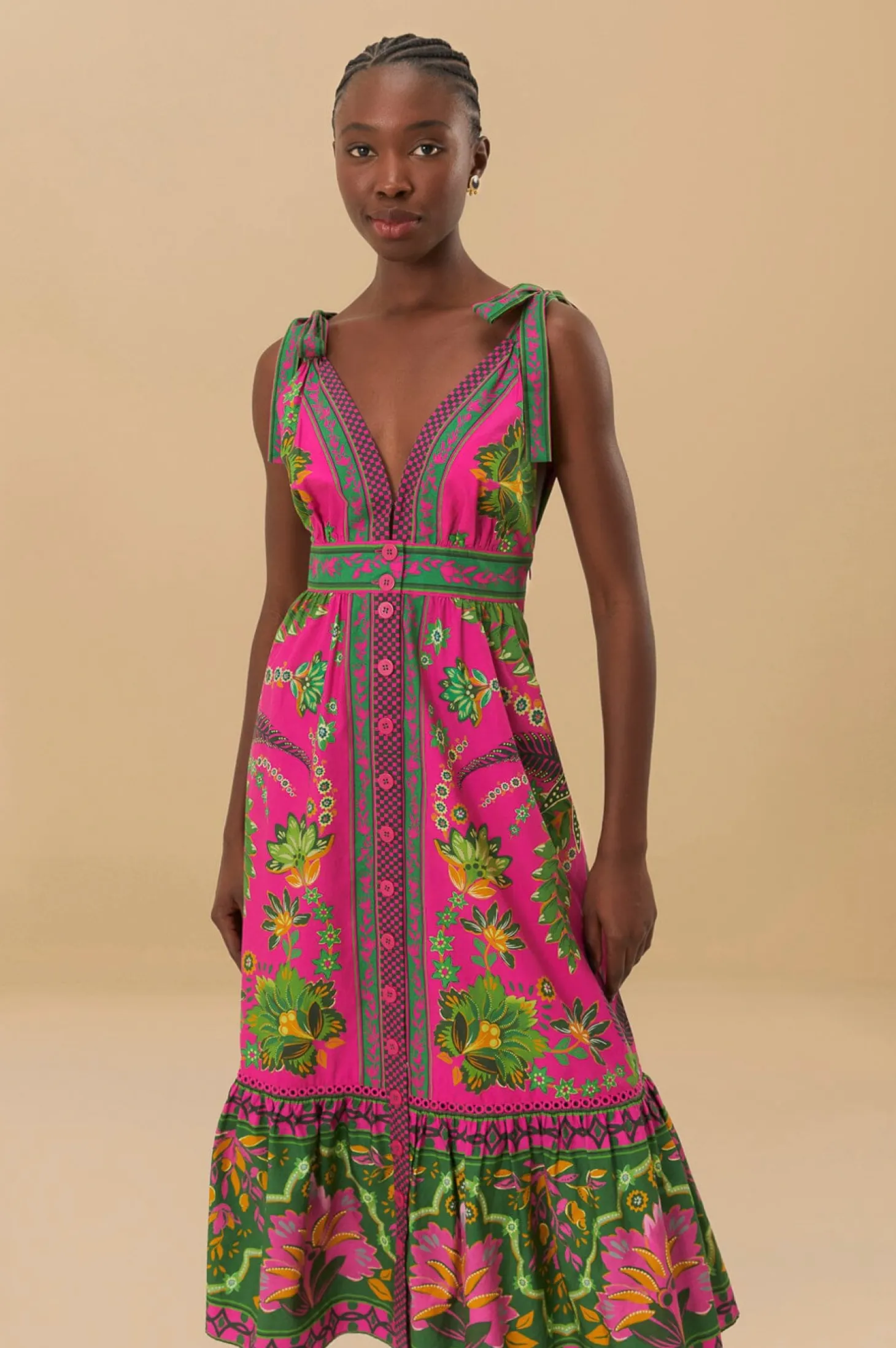 Ana Tapestry Pink Midi Dress