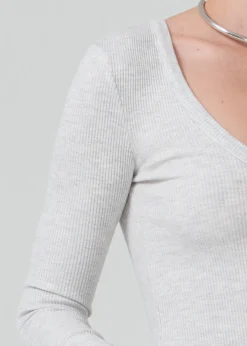 Anouk V Neck Top ~ Heather Grey