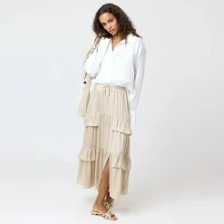 Athena Maxi Silk Skirt~ Sand