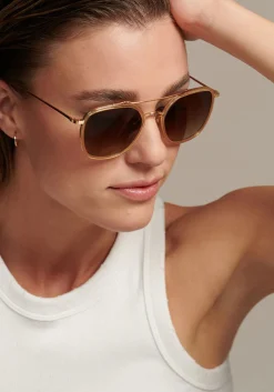 Austin Sunglasses ~ 18K Titanium + Champagne Polarized