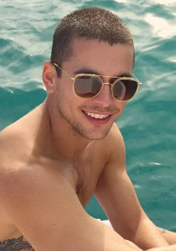 Austin Sunglasses ~ 18K Titanium + Champagne Polarized