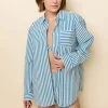 Avril Button Down Shirt ~ French Blue / Brule Stripe