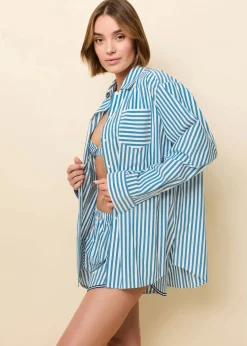 Avril Button Down Shirt ~ French Blue / Brule Stripe