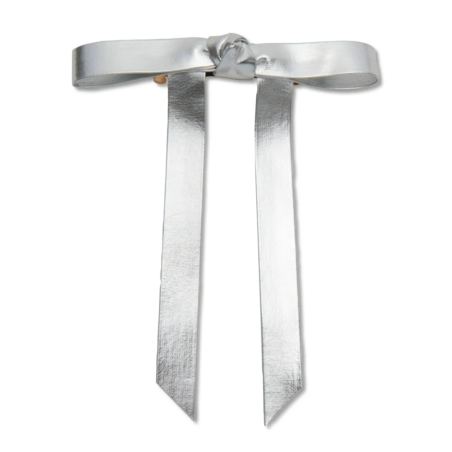 Bardot Faux Leather Bow Barrette ~ Silver