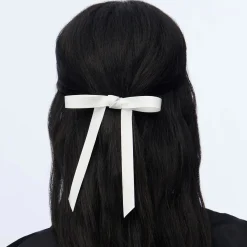 Bardot Faux Leather Bow Barrette ~ Ivory