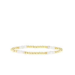 Beaded Bracelet ~ Gold/White