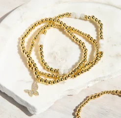 Beaded Bracelet ~ Gold/White