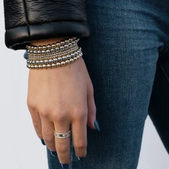 Beaded Brass Ball Bracelet ~ 6mm Silver