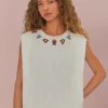 Beaded Flowers White T-Shirt