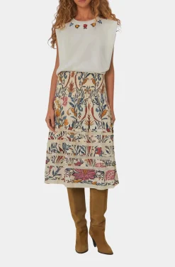 Beaded Flowers White T-Shirt