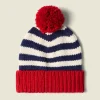 Beanie ~ Navy Stripe W/ Red