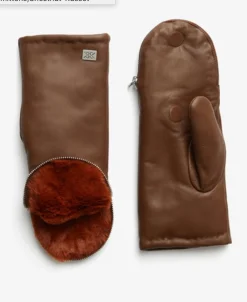 Betrice Faux Fur Lined Leather Mittens