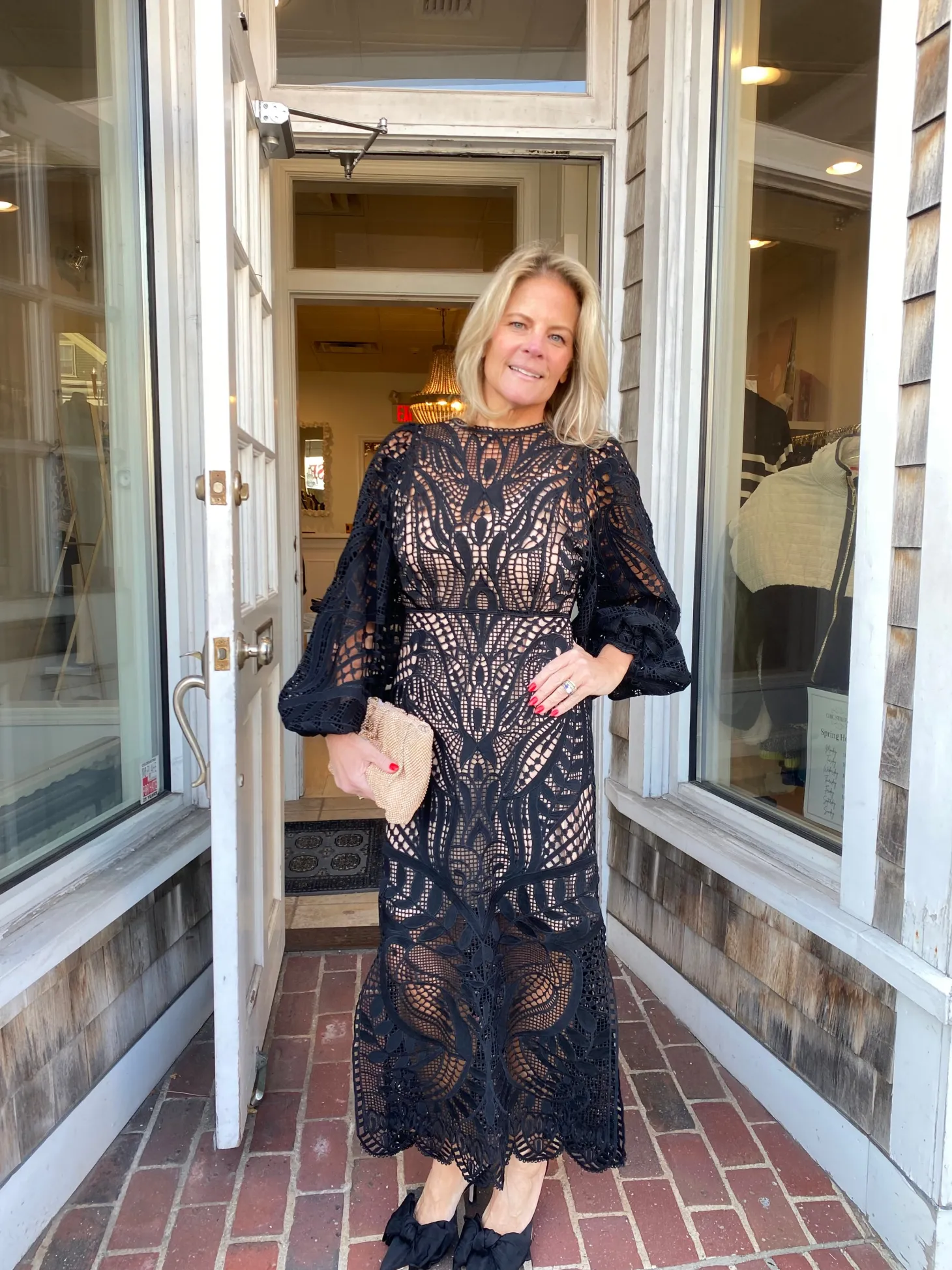 Black Nature Guipure Midi Dress