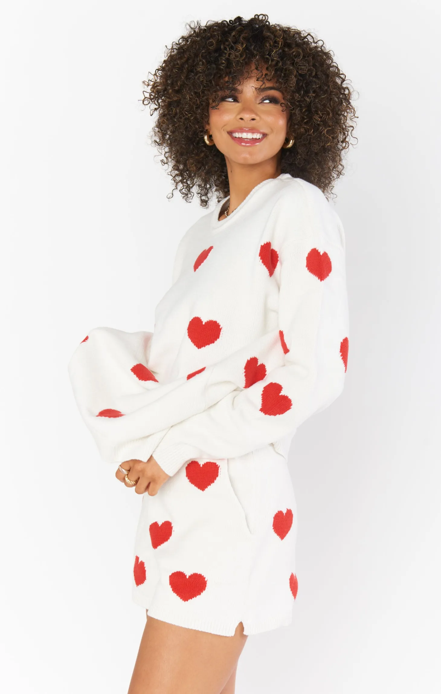 Boardwalk Shorts ~ Tossed Heart Knit Red
