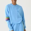 Bolt Rugby Stitch Cropped Crew Sweatshirt~ Sky / Rainbow