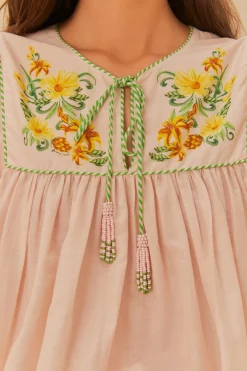 Botanical Beauty Pink Long Sleeve Blouse