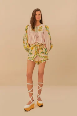 Botanical Beauty Pink Long Sleeve Blouse