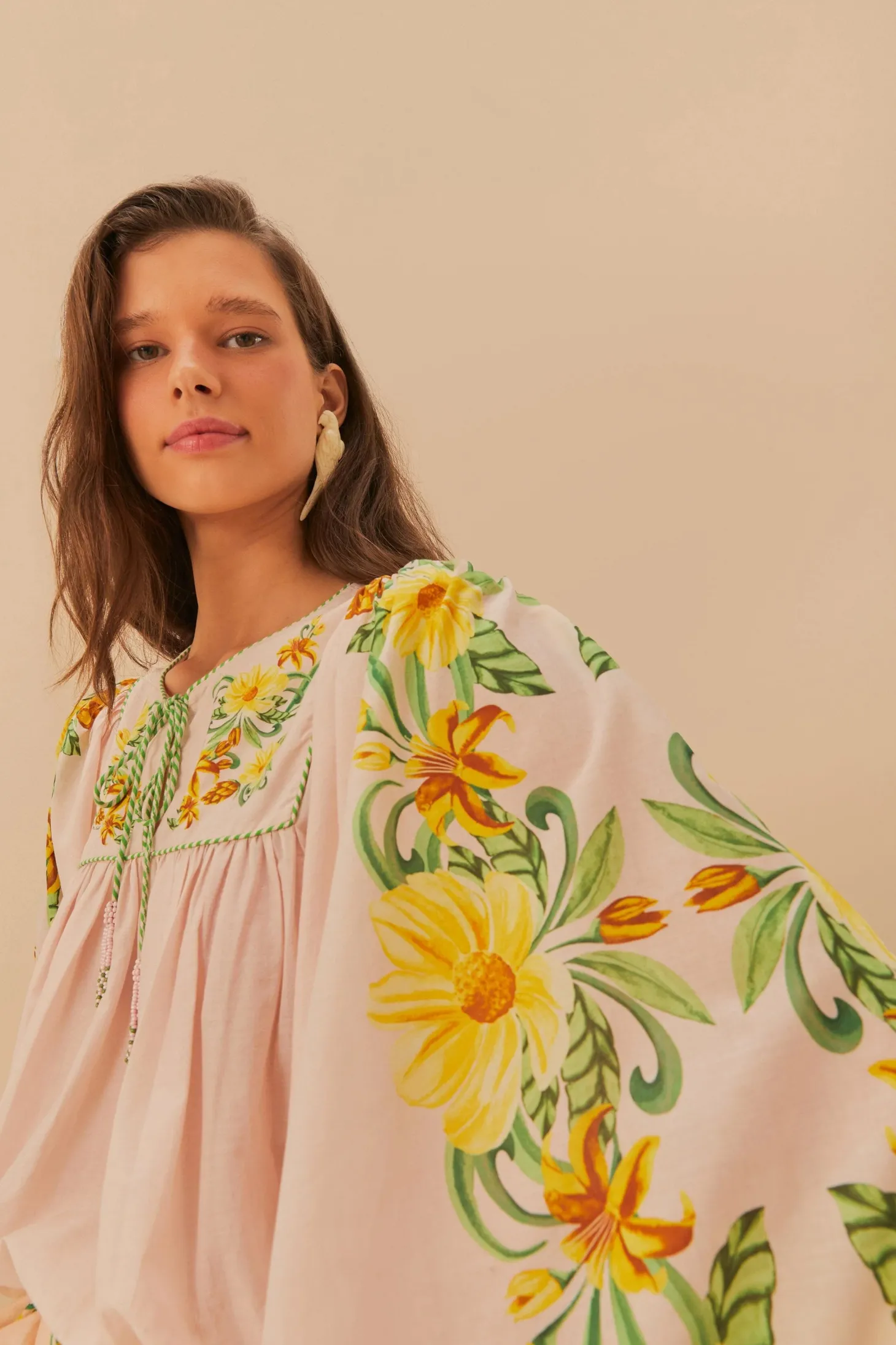 Botanical Beauty Pink Long Sleeve Blouse