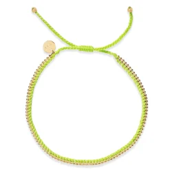 Braided Colorful Tiny Cord Gold Plated Mini Chain Bracelet