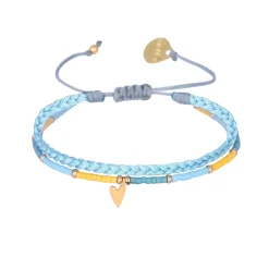 Braided Bracelet w/ heart charm ~ Blue