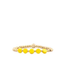 Brass Beaded Ball Bracelet with Colored Discs
