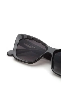 Brigitte Sunglasses ~ Black + Black and Crystal