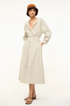 Cafu Dress ~ Ivory/Dark Oak Micro Stripe