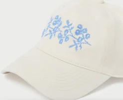 Cairo Natural/Blue Embroidered Cap