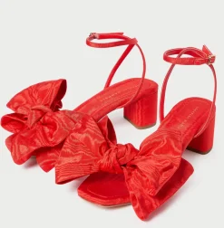 Carmen Red Moiré Bow Sandal