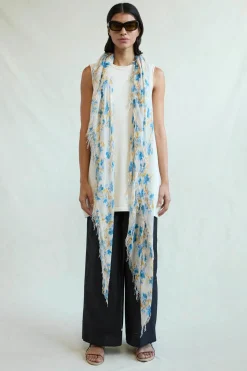 Cashmere and Silk Scarf ~ Lagoon Floral