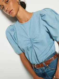 Cecily Blouse ~ Blue Chambray Faded Blue