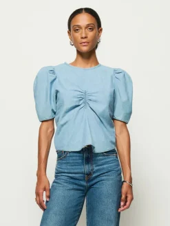 Cecily Blouse ~ Blue Chambray Faded Blue