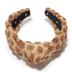 Chocolate Dotted Raffia Knotted Headband