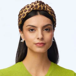 Chocolate Dotted Raffia Knotted Headband
