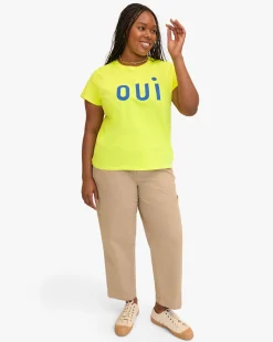 Classic Tee ~ Neon Yellow & Cobalt Oui