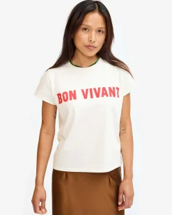 Classic Tee ~ Cream w/ Bright Poppy Bon Vivant