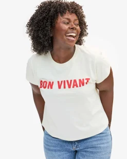 Classic Tee ~ Cream w/ Bright Poppy Bon Vivant