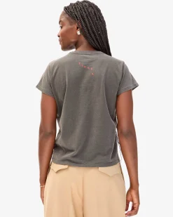 Classic Tee ~ Faded Black w/ Green & Poppy Oui