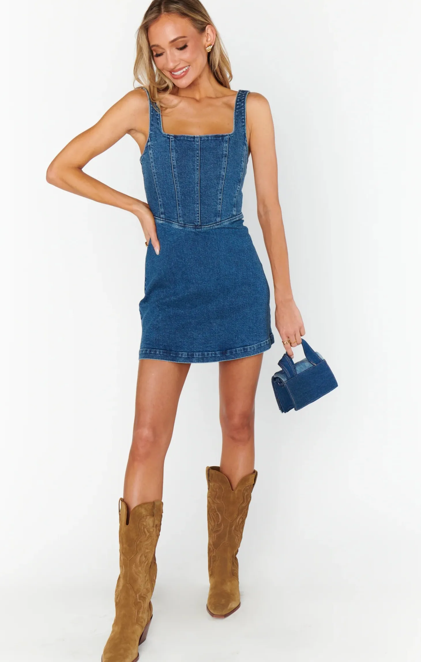 Corset Mini Dress ~ Blue Indigo