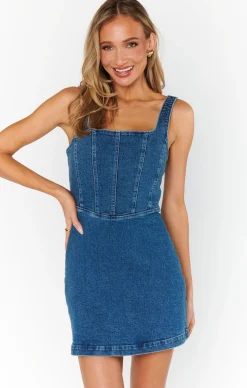 Corset Mini Dress ~ Blue Indigo