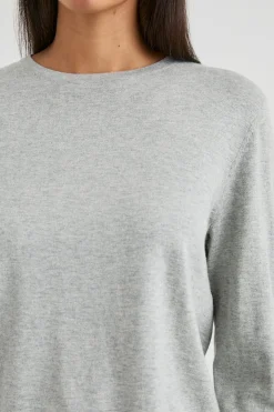 Cotton Cashmere Long Sleeve Tee ~Heather Grey