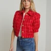 Cove Crop Jacket ~ Red/Hot Pink Plaid