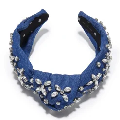 Crystal Knotted Headband ~ Indigo Denim