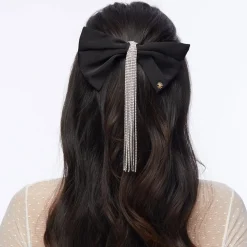 Crystal Kristina Bow Barrette ~ Jet
