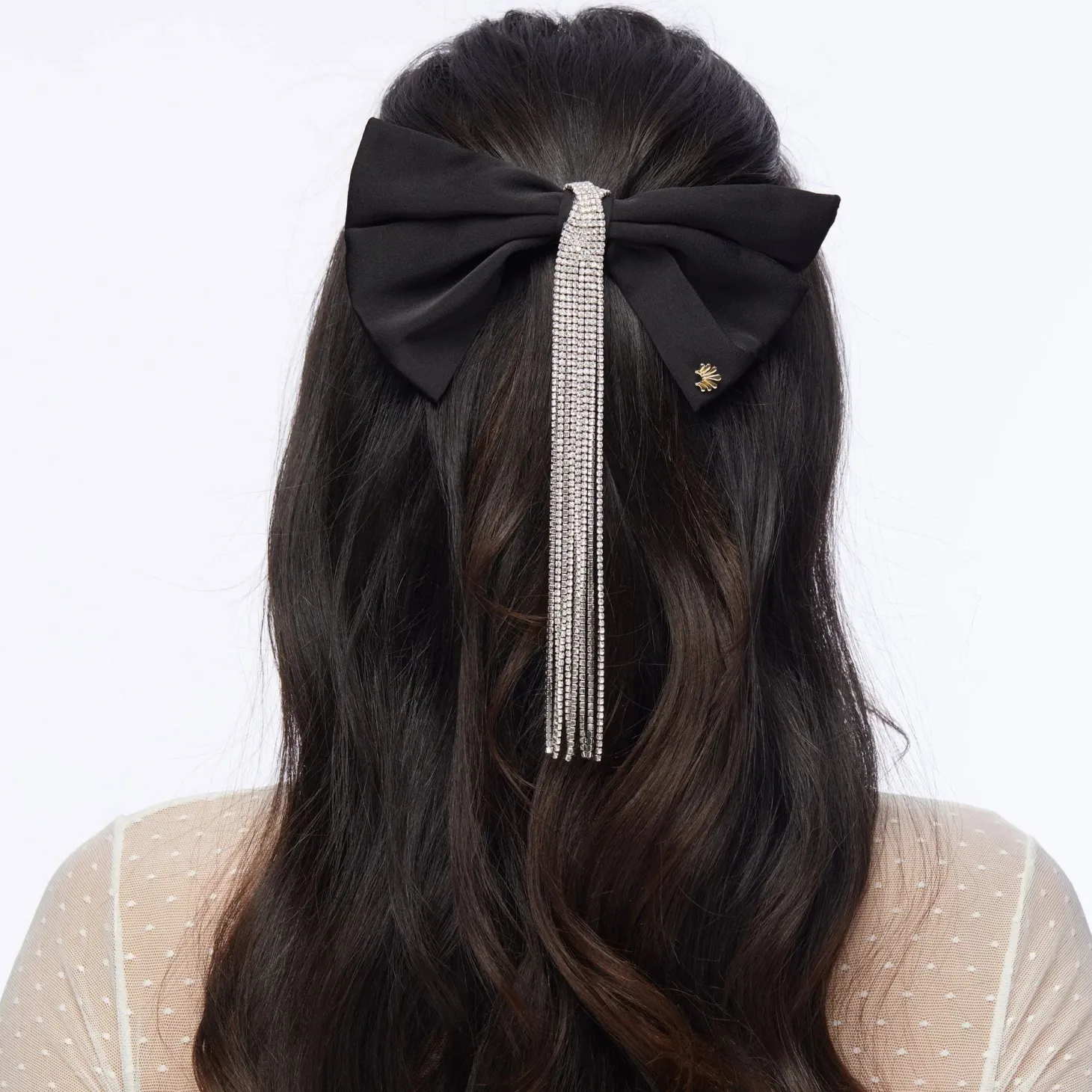 Crystal Kristina Bow Barrette ~ Jet