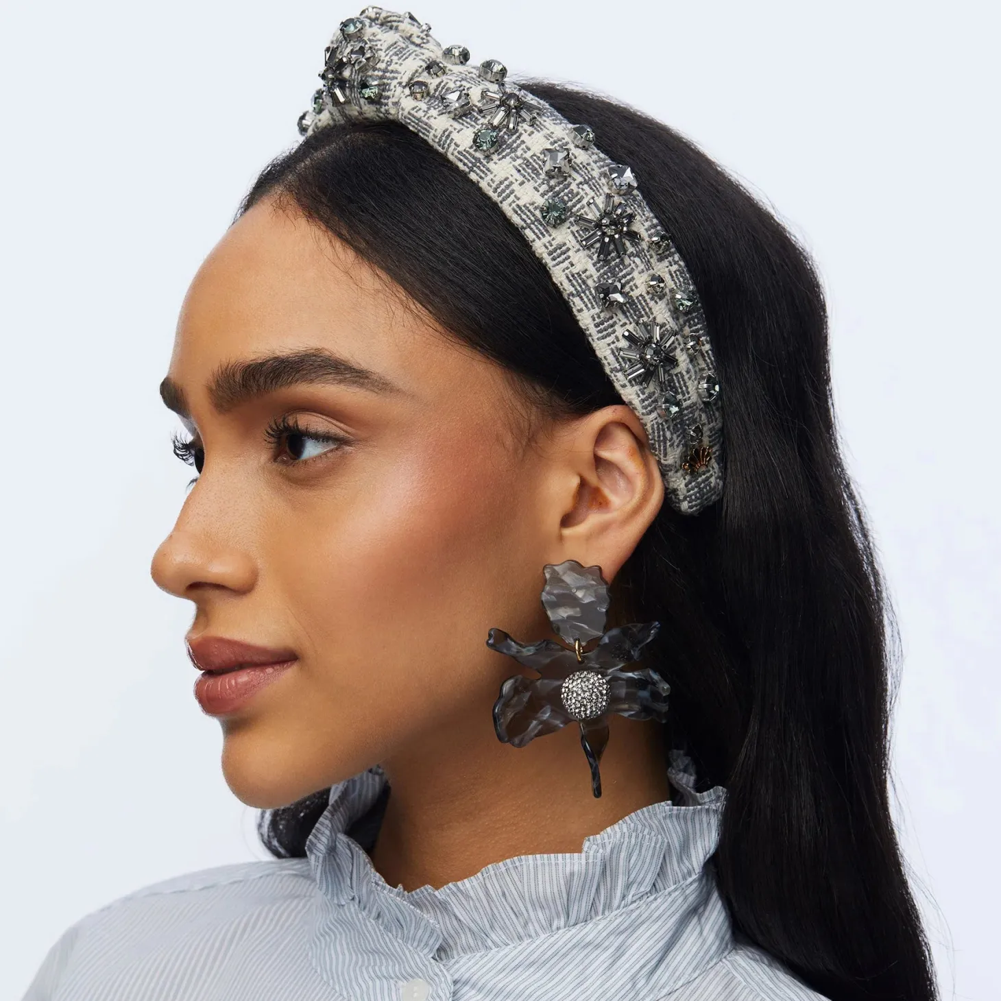 Crystal Snowflake Slim Knotted Headband