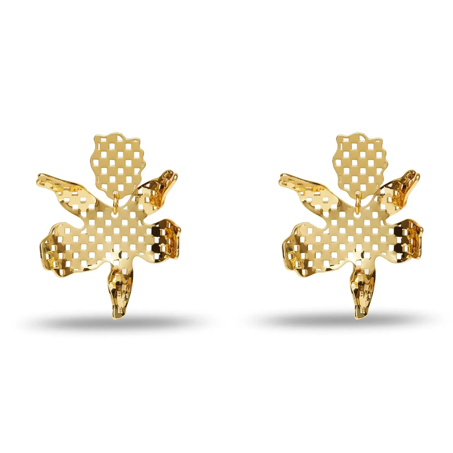 Cutout Paper Lily Earrings ~ Gold